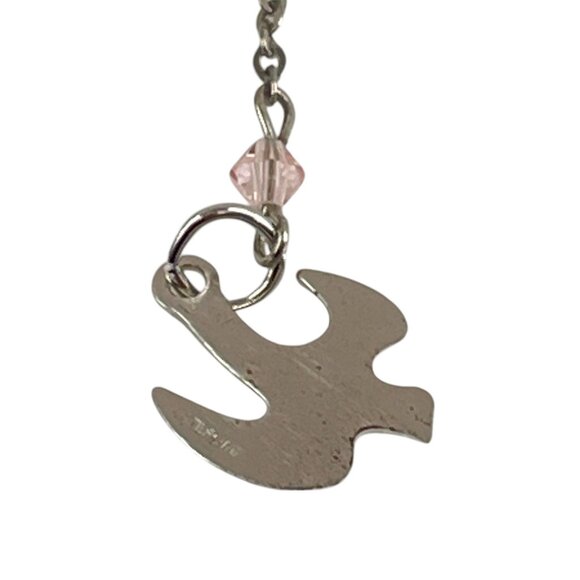 Sterling Silver Dove Pendant Necklace With Pink Crystal Beads & Chain - Picture 9 of 9